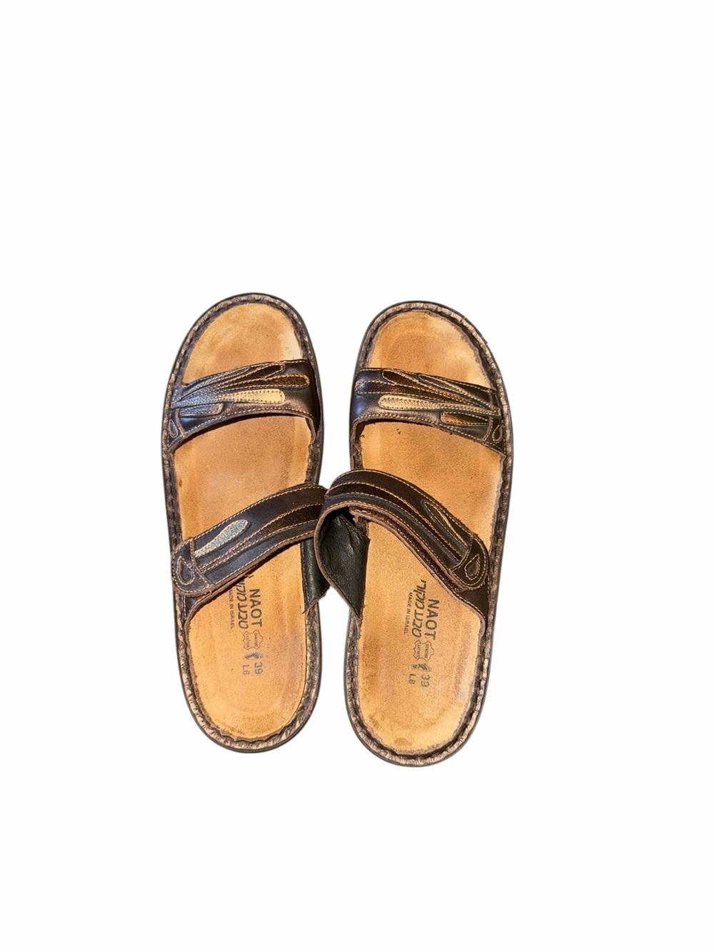 Naot  Brown Leather Slide Sandals - Comfortable Casual Slides Size 8